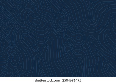 Blauer abstrakter topografischer Kartenhintergrund. Blaue topografische Geländelinien auf dunkelblauem Hintergrund