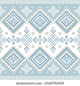 Blue Abstract Traditional geometric ethnic fabric pattern ornate elements with ethnic design for textiles, rugs, clothing, sarong, scarf, batik, wrap, embroidery, print, curtain, carpet, wallpaper