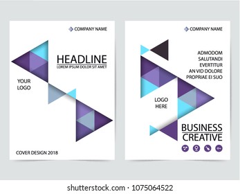 Blue abstract triangle annual report Brochure design template vector. Business Flyers infographic magazine poster.Abstract layout template ,Book Cover presentation portfolio.