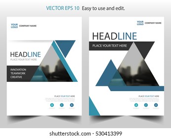 Blue abstract triangle annual report Brochure design template vector. Business Flyers infographic magazine poster.Abstract layout template ,Book Cover presentation portfolio.