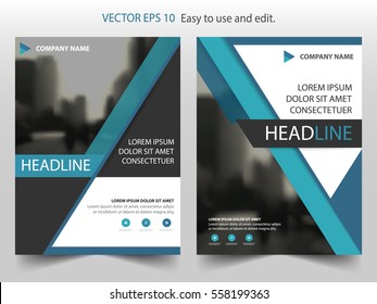 Blue abstract triangle annual report Brochure design template vector. Business Flyers infographic magazine poster.Abstract layout template ,Book Cover presentation portfolio.