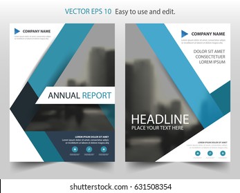 Blue abstract triangle annual report Brochure design template vector. Business Flyers infographic magazine poster.Abstract layout template ,Book Cover presentation portfolio.