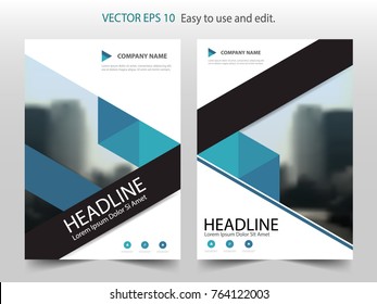 Blue abstract triangle annual report Brochure design template vector. Business Flyers infographic magazine poster.Abstract layout template ,Book Cover presentation portfolio.