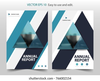 Blue abstract triangle annual report Brochure design template vector. Business Flyers infographic magazine poster.Abstract layout template ,Book Cover presentation portfolio.