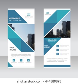 Blue abstract triangle Business Roll Up Banner flat design template ,Abstract Geometric banner template Vector illustration set, abstract presentation template