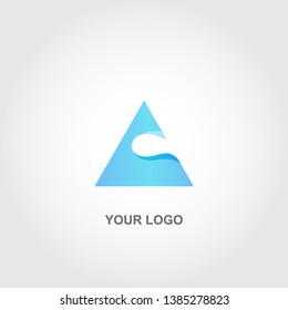 blue abstract triangle logo. gradation color template design vector