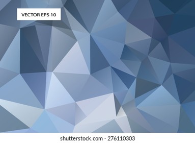 Blue abstract triangle low poly vector  , polygonal geometric background or business template 