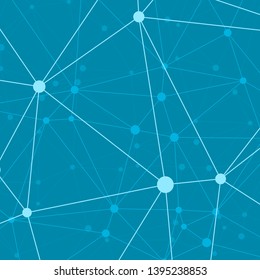 Blue abstract triangle network background vector.