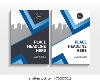 Blue Abstract Triangle Theme Layout Design with Image in Modern Blue Business Brochure Template Vector.  Blue Cover Book Layout Design. Blue Flyer 
