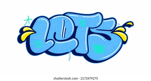 Blue Abstract Urban Graffiti Street Art Word Lets Lettering Vector Illustration Art