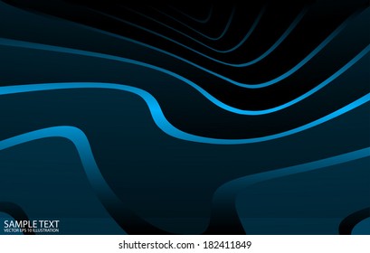 Blue abstract vector artistic background  template curvatures - Abstract blue shiny vector stripes illustration