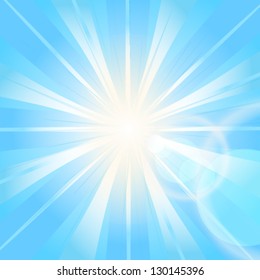 Blue abstract vector background with burst