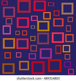 Blue abstract vector background with colorful squares