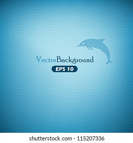 Blue abstract vector background with dolphin