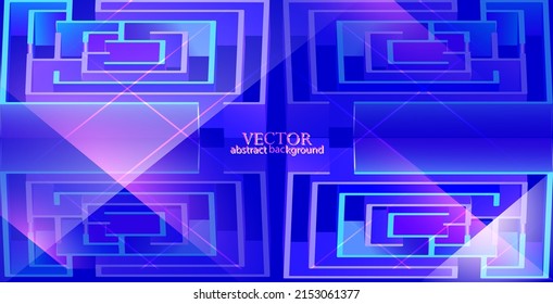 Blue abstract vector background with geometric maze pattern