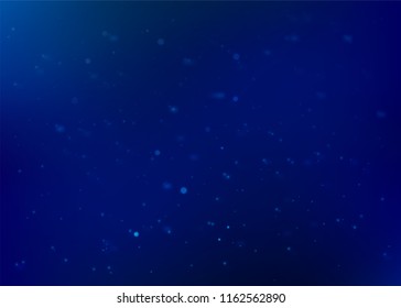 Blue abstract vector background. Glitter particles texture with shiny effect. Dark blue blurred design.