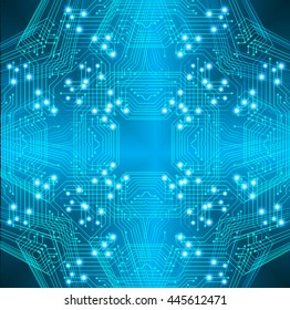 blue abstract vector background with high tech circuit board