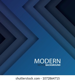 Blue abstract vector background with layered paper cut 3d holes. Deep blue dark banner, geometric brochure layer illustration