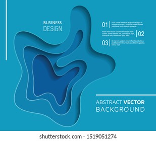 Blue abstract vector background with paper cut design