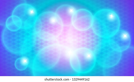 Blue abstract vector background with transparent bubbles.