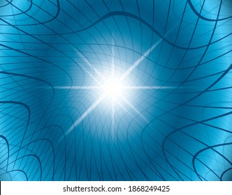 blue abstract vector background with warped grid