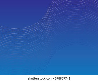 Blue abstract vector background with wavy small dots.  