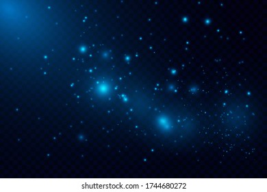 Blue abstract vector bokeh background. Christmas and New Year feast. Magic concept. Graphic resources design template. Sparkling magical dust particles. 