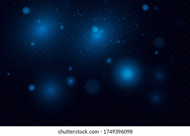 Blue abstract vector bokeh background. Christmas and New Year feast. Magic concept. Graphic resources design template. Sparkling magical dust particles