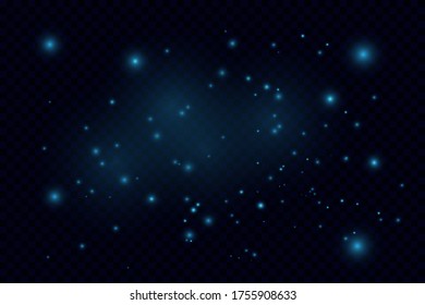 Blue abstract vector bokeh background. Christmas and New Year feast. Magic concept. Graphic resources design template. Sparkling magical dust particles