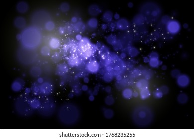Blue abstract vector bokeh background. Christmas and New Year feast. Magic concept. Graphic resources design template. Sparkling magical dust particles. 