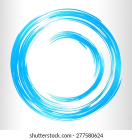 blue Abstract vector bright painting design element. circle frame Drawing. Hand drawn. round shape background. smudges. white background. text box. Brochure. card. banner. label
