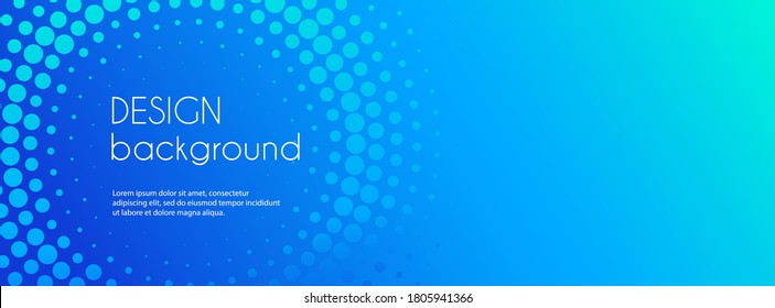 Blue Abstract Vector Business Long Banner. Business Minimal Background With Halftone Circle Frame And Copy Space For Text. Social Media Header