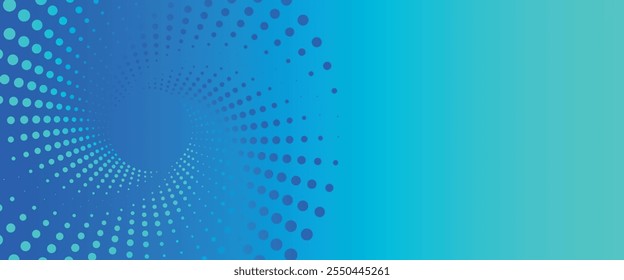 Anuncio largo del negocio del Vector abstracto azul. Fondo mínimo de negocios con marco de círculo de medio tono y espacio de copia para texto.