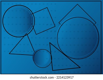 Blue abstract vector design background forming a pattern of circles, squares, triangles, colorful patterns, can be used as templates, wallpapers