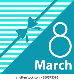 blue abstract vector greeting card on 8 March, International Women's Day