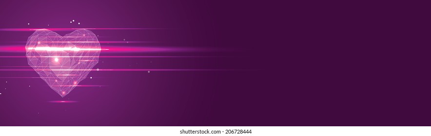 Blue Abstract Vector Heart with Lights