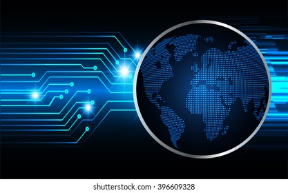 blue abstract vector hi speed internet technology background illustration. eye scan. world