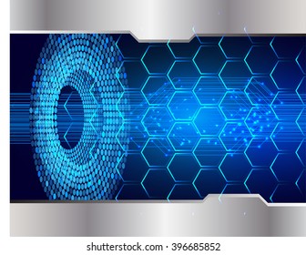 blue abstract vector hi speed internet technology background illustration. eye scan
