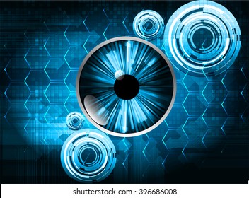 blue abstract vector hi speed internet technology background illustration. eye scan