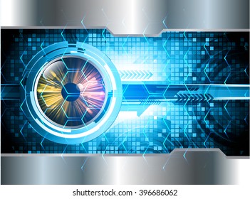blue abstract vector hi speed internet technology background illustration. eye scan