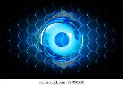 blue abstract vector hi speed internet technology background illustration. eye scan