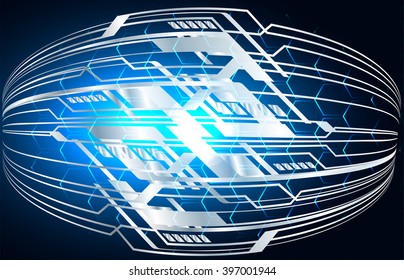 blue abstract vector hi speed internet technology background illustration. eye scan