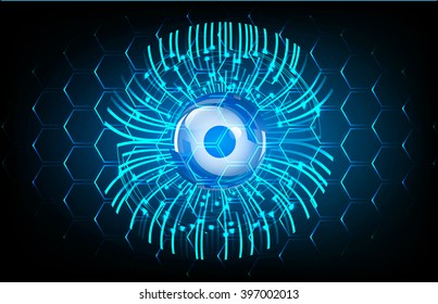 blue abstract vector hi speed internet technology background illustration. eye scan