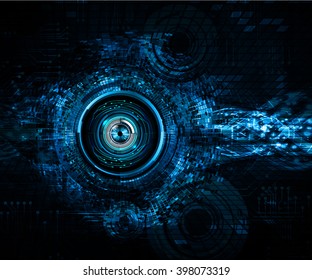 blue abstract vector hi speed internet technology background illustration. eye scan