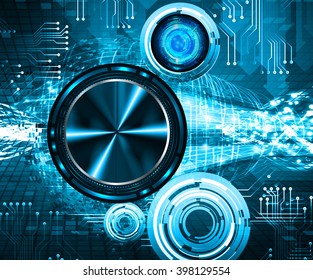 blue abstract vector hi speed internet technology background illustration. eye scan