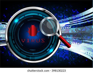 blue abstract vector hi speed internet technology background illustration. magnifying glass