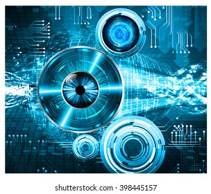 blue abstract vector hi speed internet technology background illustration. eye scan