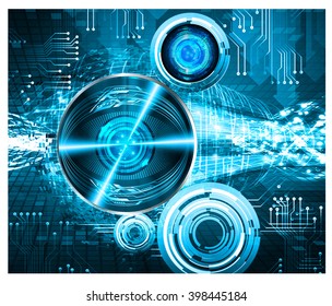 blue abstract vector hi speed internet technology background illustration. eye scan