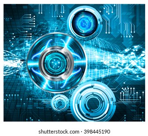 blue abstract vector hi speed internet technology background illustration. eye scan