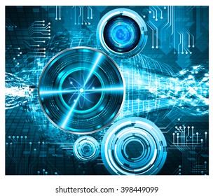 blue abstract vector hi speed internet technology background illustration. atom, nuclear